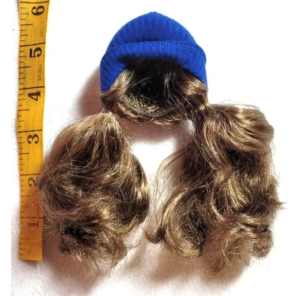 Spin Master Liv Doll Katie Replacement Wig Blue Beanie Hat Brown Pigtails Hair